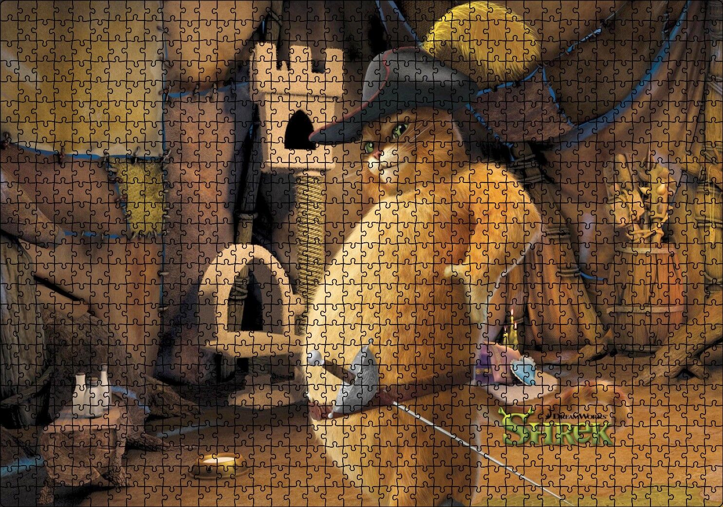 Sonsuza Kadar Shrek Kedi Görseli Puzzle Yapboz MDF Ahşap 1000 Parça 49 cm X 68 cm