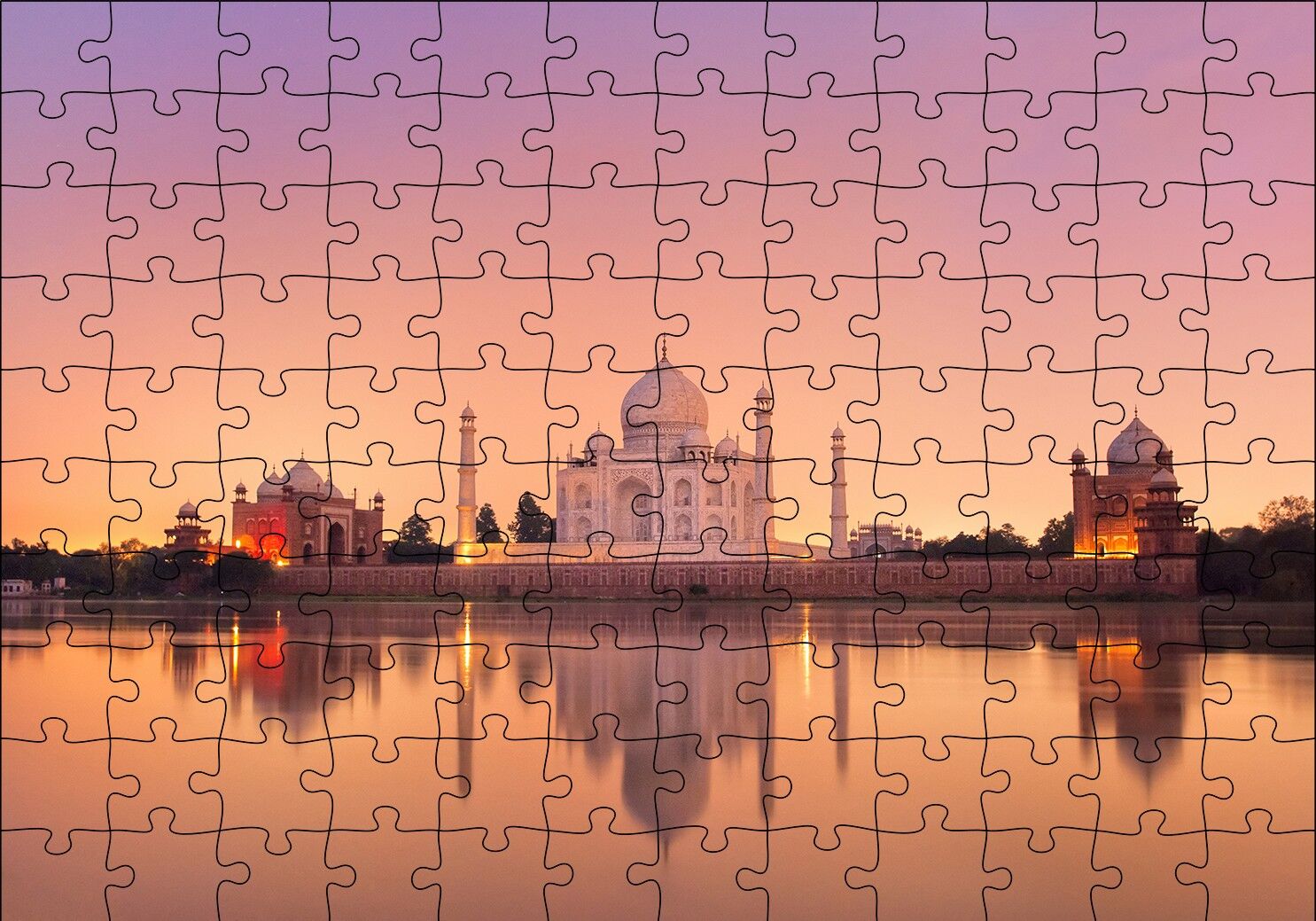 Tac Mahal ve Nehirdeki Aksi Puzzle Yapboz MDF Ahşap 120 Parça 24 cm X 34 cm
