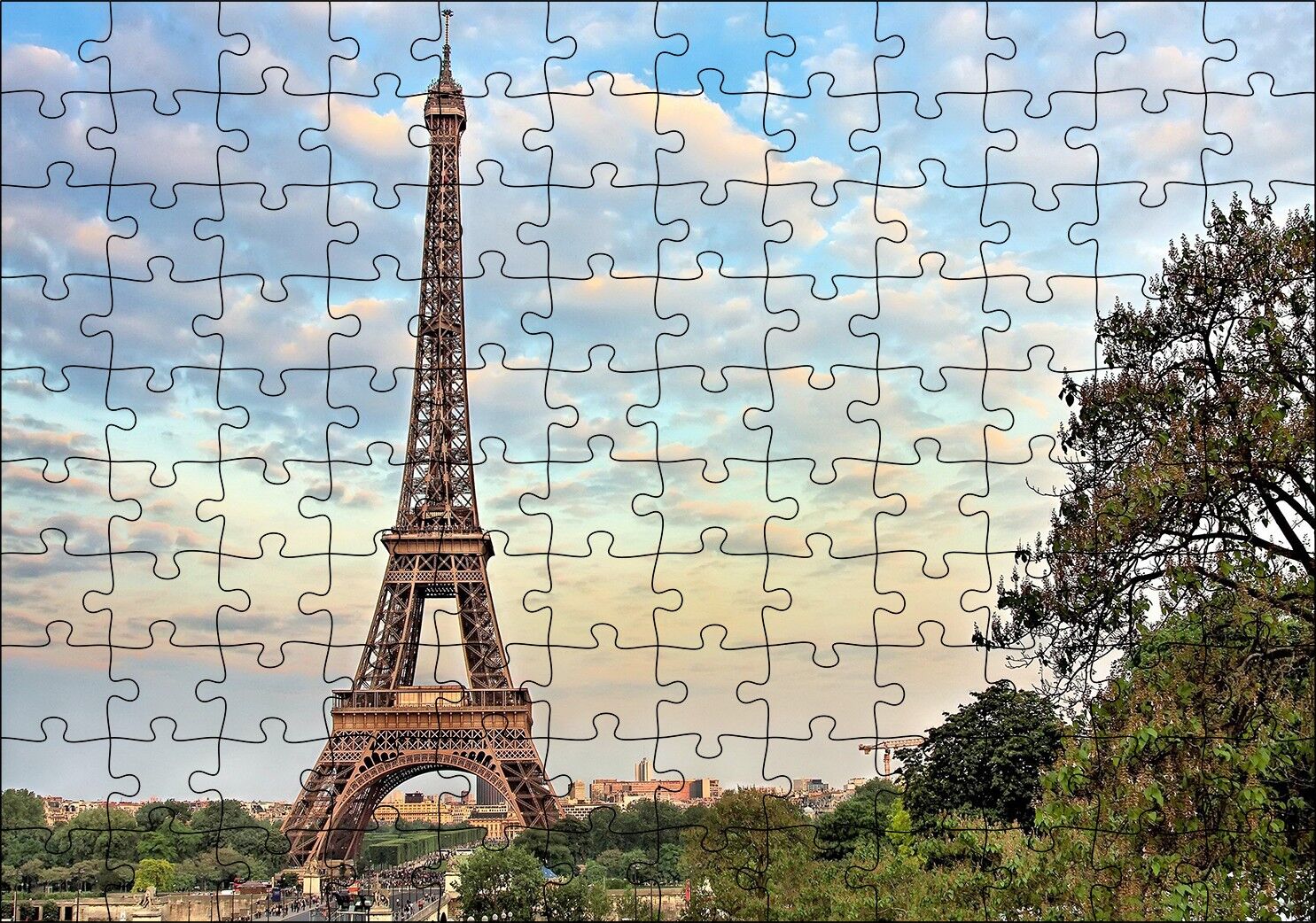 Eyfel Kulesi Paris Uzak Manzara Puzzle Yapboz MDF Ahşap 120 Parça 24 cm X 34 cm