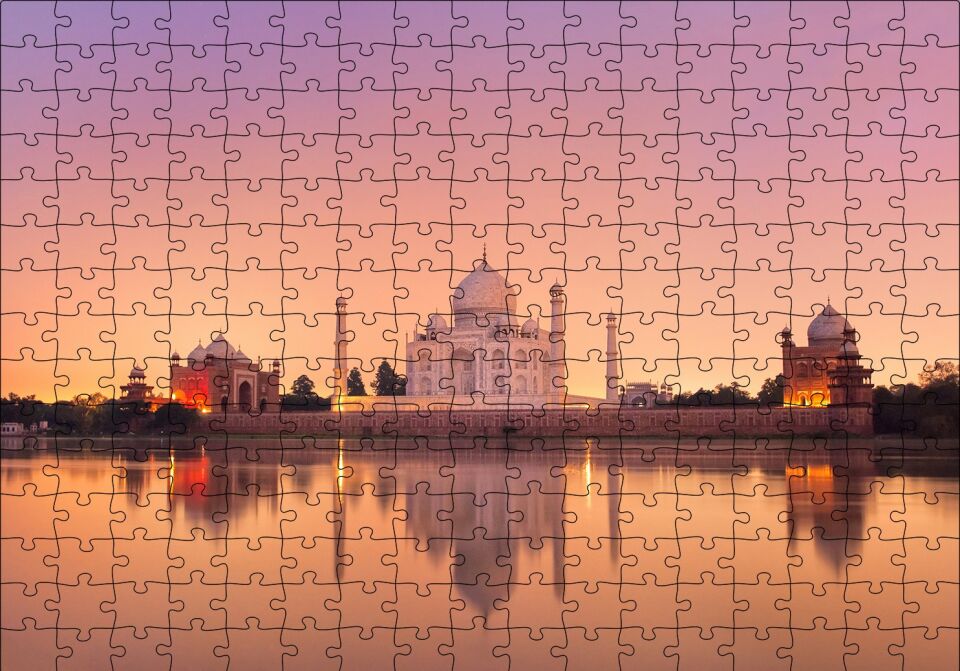 Tac Mahal ve Nehirdeki Aksi Puzzle Yapboz MDF Ahşap 255 Parça 34 cm X 49 cm