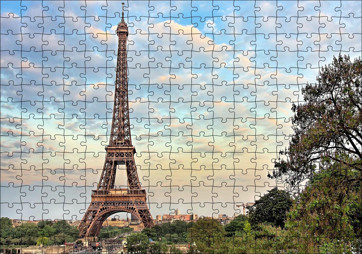 Eyfel Kulesi Paris Uzak Manzara Puzzle Yapboz MDF Ahşap 255 Parça 34 cm X 49 cm