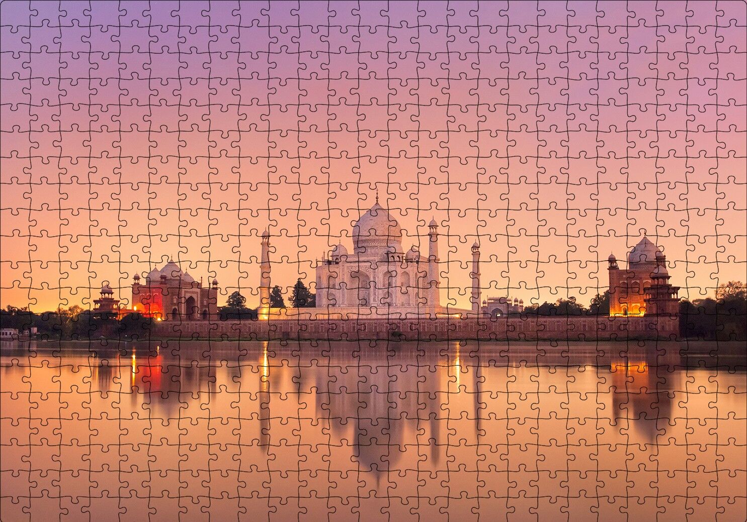 Tac Mahal ve Nehirdeki Aksi Puzzle Yapboz MDF Ahşap 500 Parça 49 cm X 68 cm