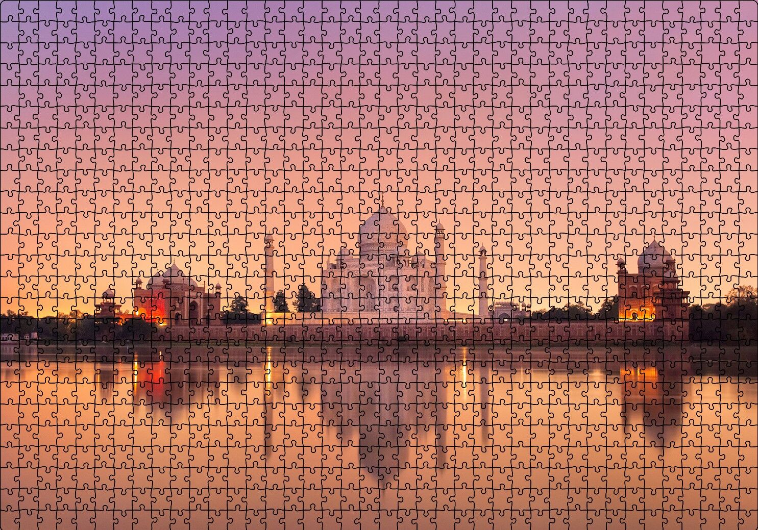 Tac Mahal ve Nehirdeki Aksi Puzzle Yapboz MDF Ahşap 1000 Parça 49 cm X 68 cm