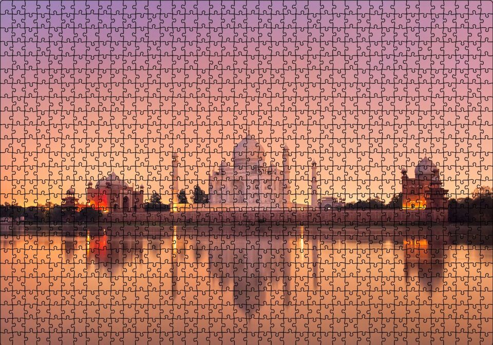 Tac Mahal ve Nehirdeki Aksi Puzzle Yapboz MDF Ahşap 1000 Parça 49 cm X 68 cm