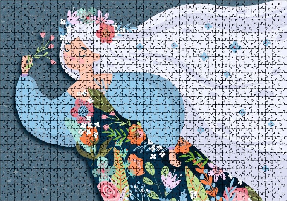 Uluslararası Kadınlar Günü Görseli Çizim Puzzle Yapboz MDF Ahşap 1000 Parça 49 cm X 68 cm