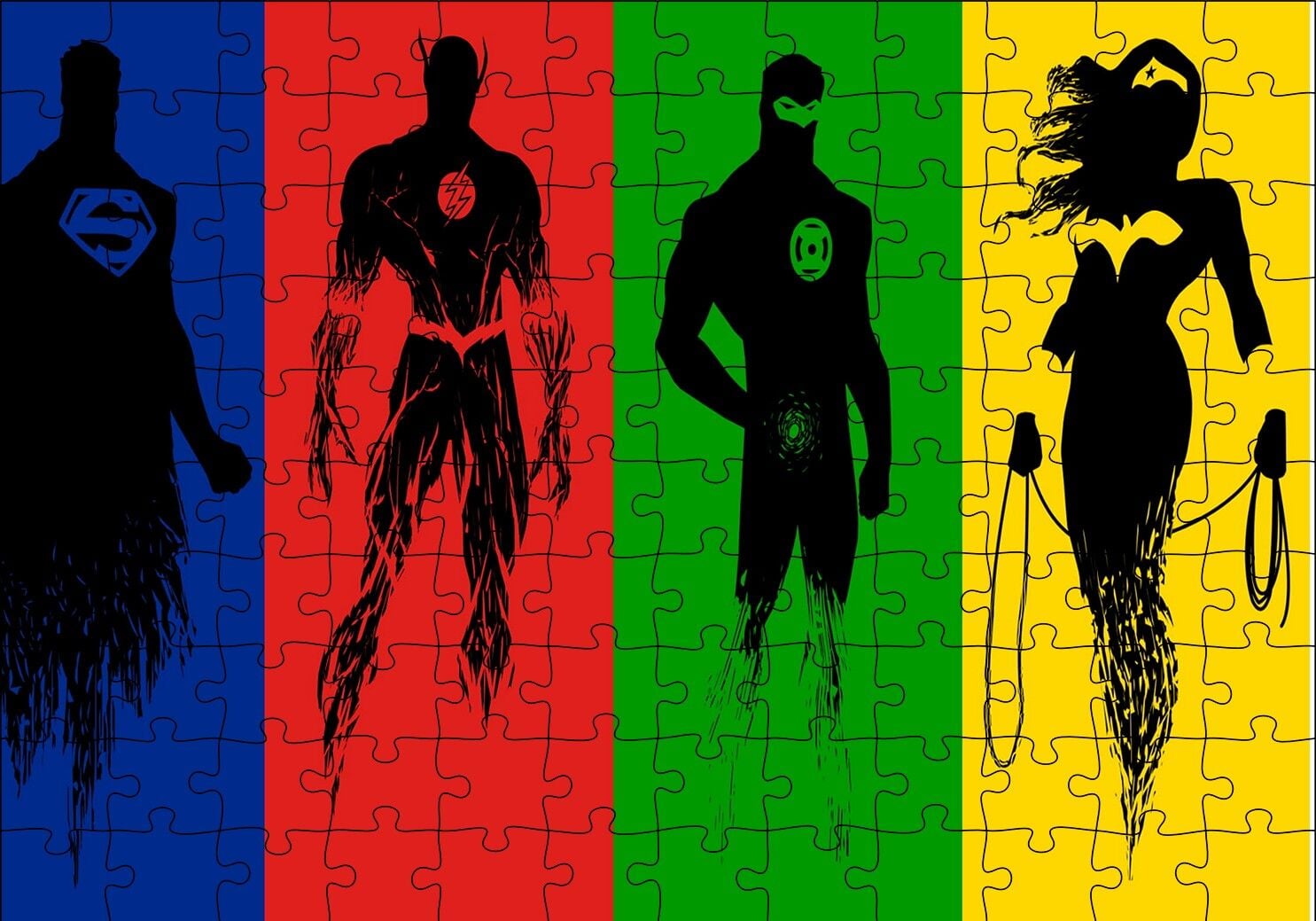 Süperman Flash Green Lantern Wonder Woman Puzzle Yapboz MDF Ahşap 120 Parça 24 cm X 34 cm