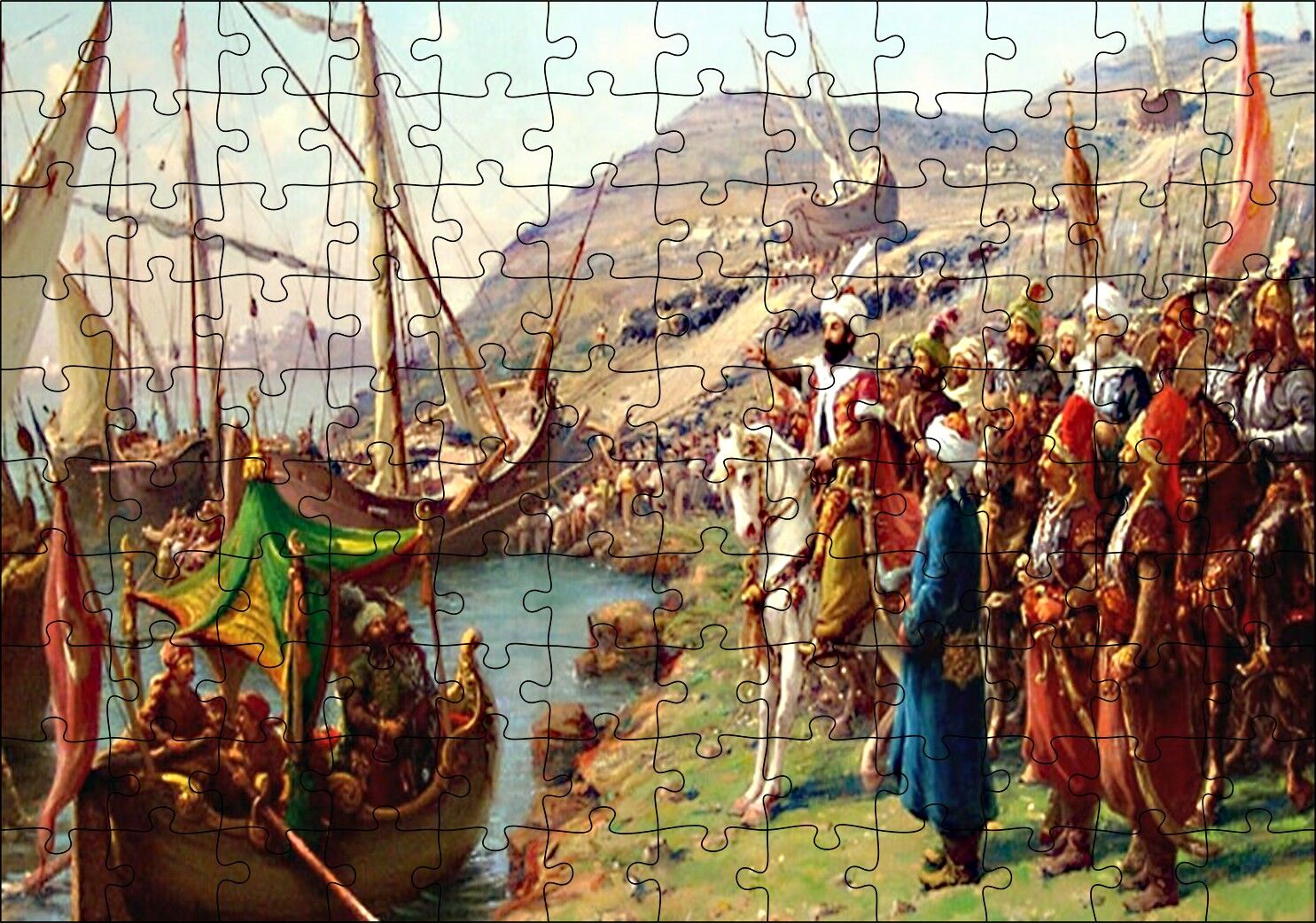 İstanbul Fethİ Fatih Sultan Mehmet Gemileri Karadan İndirilmesi Puzzle Yapboz MDF Ahşap 120 Parça 24 cm X 34 cm