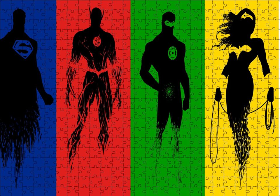 Süperman Flash Green Lantern Wonder Woman Puzzle Yapboz MDF Ahşap 500 Parça 49 cm X 68 cm