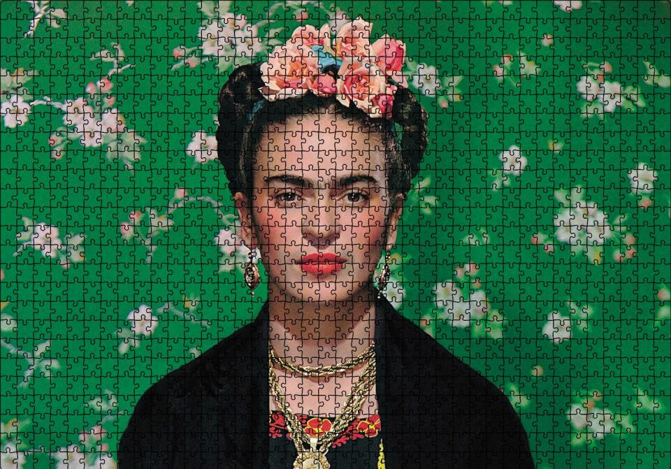 Frida Kahlo Yeşil Zeminde Puzzle Yapboz MDF Ahşap 1000 Parça 49 cm X 68 cm