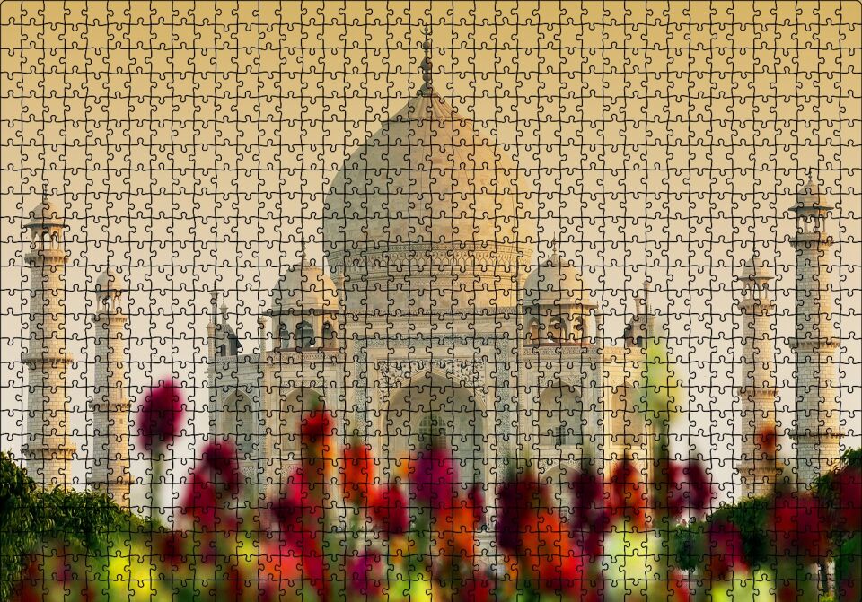 Tac Mahal Yakın Çekim Puzzle Yapboz MDF Ahşap 1000 Parça 49 cm X 68 cm