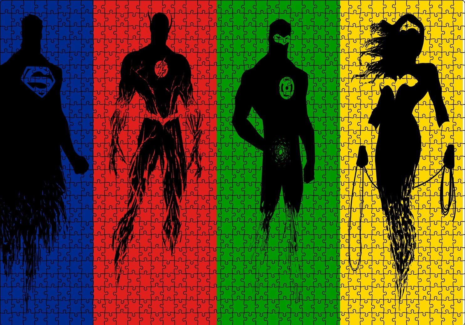 Süperman Flash Green Lantern Wonder Woman Puzzle Yapboz MDF Ahşap 1000 Parça 49 cm X 68 cm