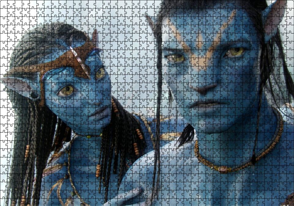 Avatar Çift Görseli Puzzle Yapboz MDF Ahşap 1000 Parça 49 cm X 68 cm