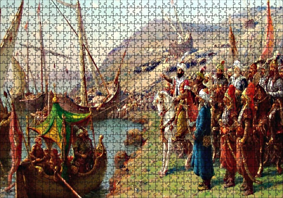 İstanbul Fethİ Fatih Sultan Mehmet Gemileri Karadan İndirilmesi Puzzle Yapboz MDF Ahşap 1000 Parça 49 cm X 68 cm