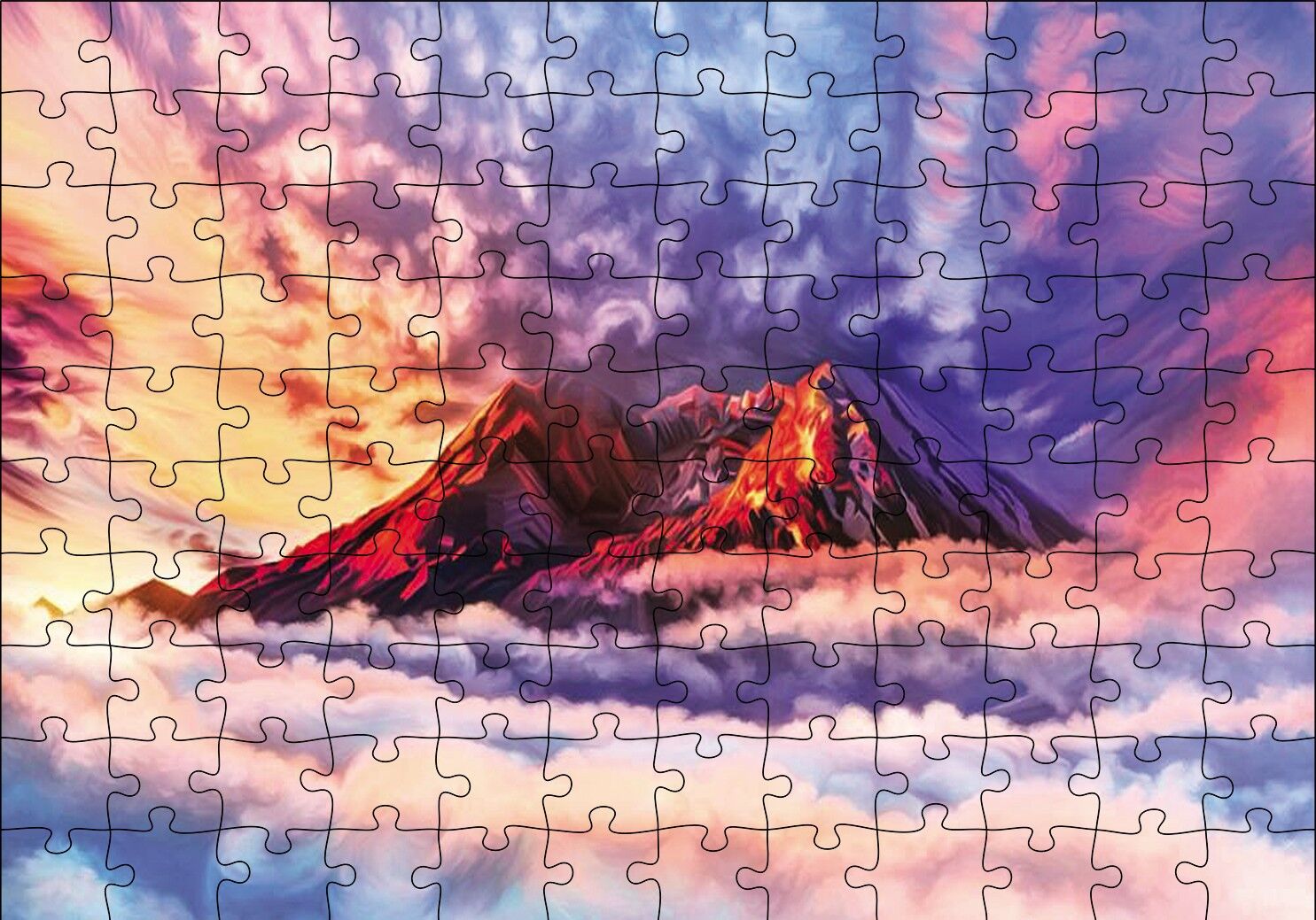 Bulutlar Arasındaki Dağ Puzzle Yapboz MDF Ahşap