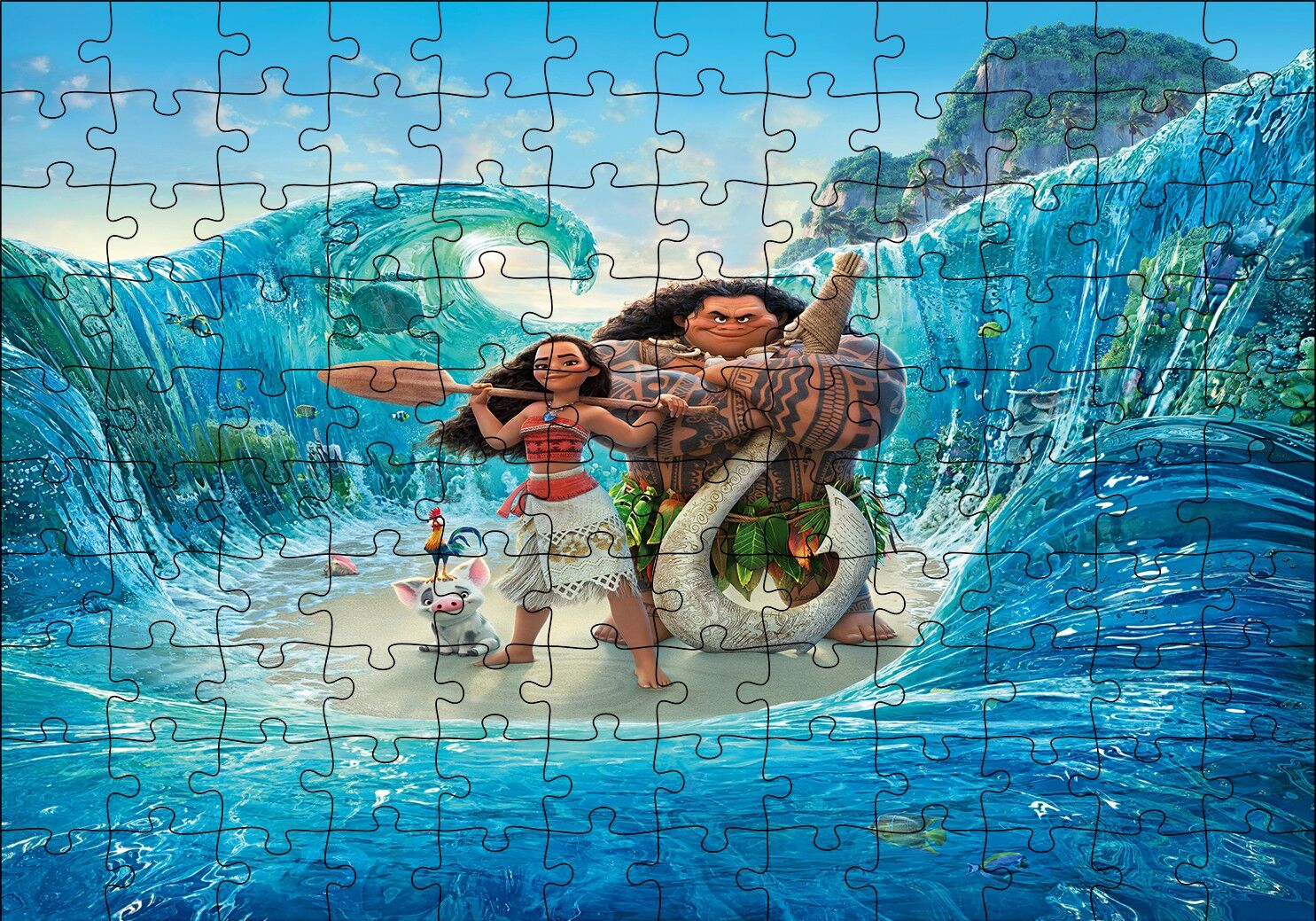 Moana Dalgaların Ortasında Puzzle Yapboz MDF Ahşap