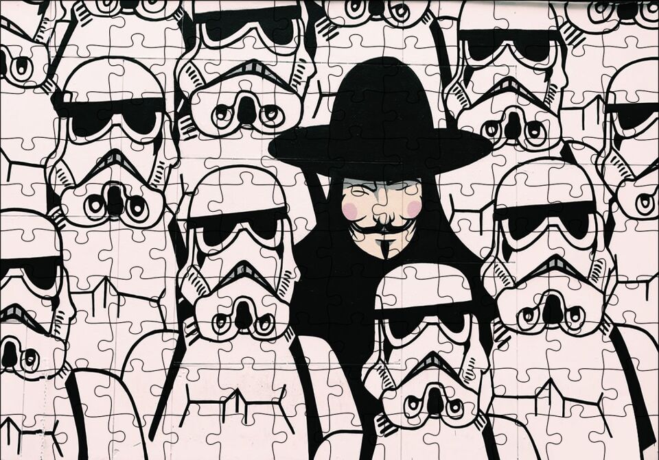 V for Vendetta Star Wars Puzzle Yapboz MDF Ahşap 120 Parça 24 cm X 34 cm