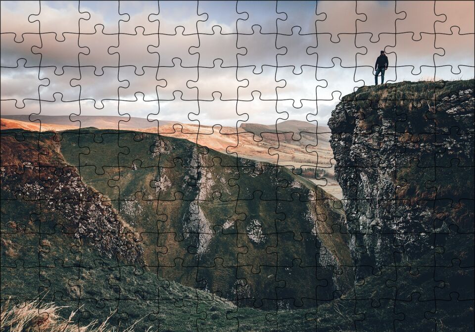 Kayalıklardaki Yalnız Adam Puzzle Yapboz MDF Ahşap