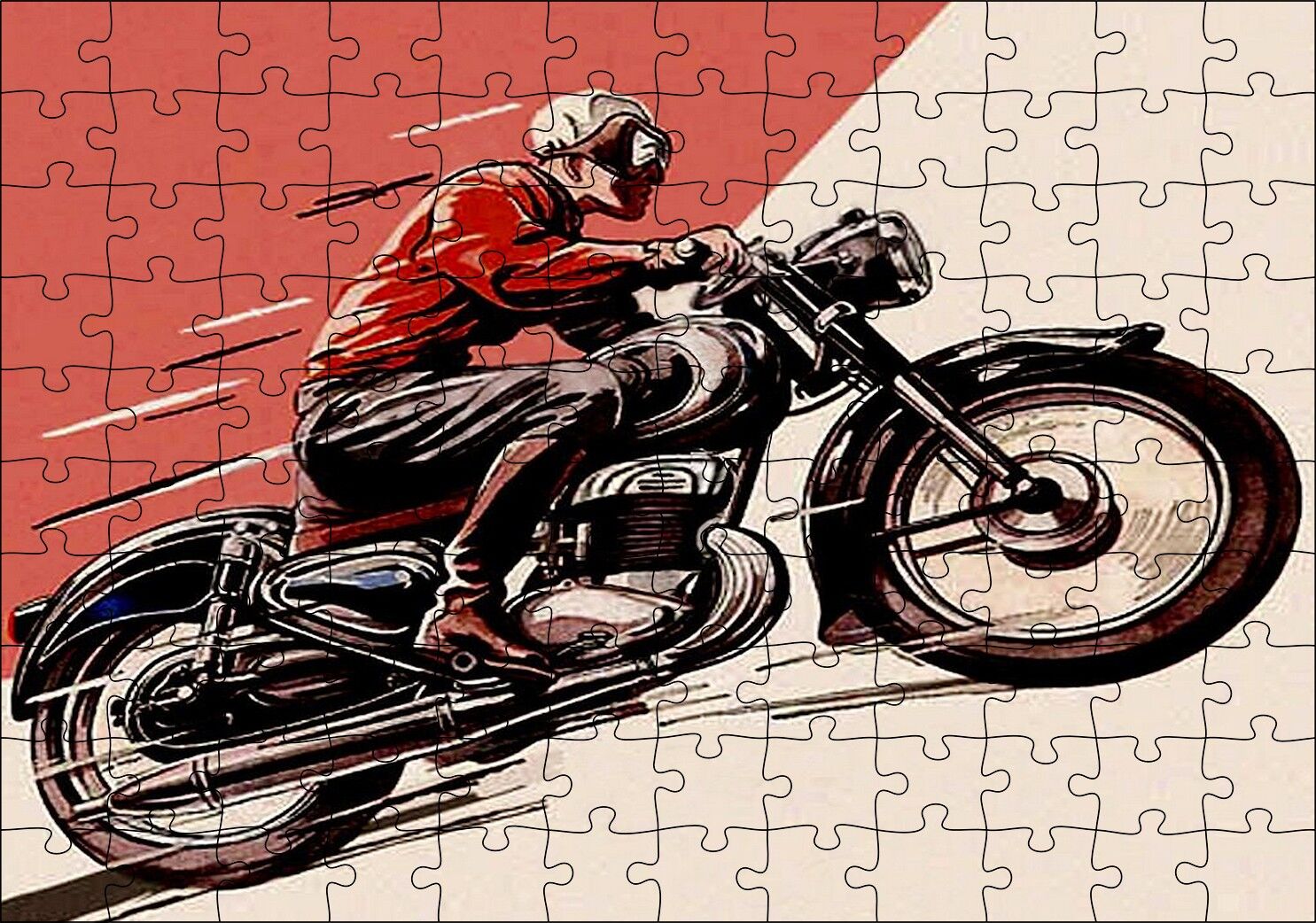 Motosiklet Ve Sürücüsü Eksizi Görseli Puzzle Yapboz MDF Ahşap