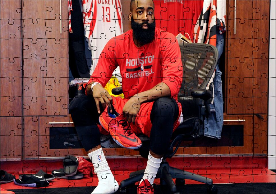 James Harden Houston Basketbolcu Puzzle Yapboz MDF Ahşap 120 Parça 24 cm X 34 cm