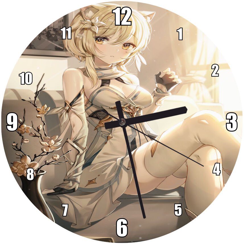 Genshini Mpact Umine Görseli   Mdf Ahşap Duvar Saati