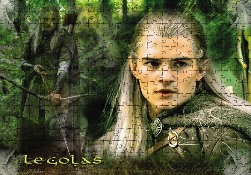 Yüzüklerin Efendisi Legolas Orlando Bloom Puzzle Yapboz MDF Ahşap 255 Parça 34 cm X 49 cm