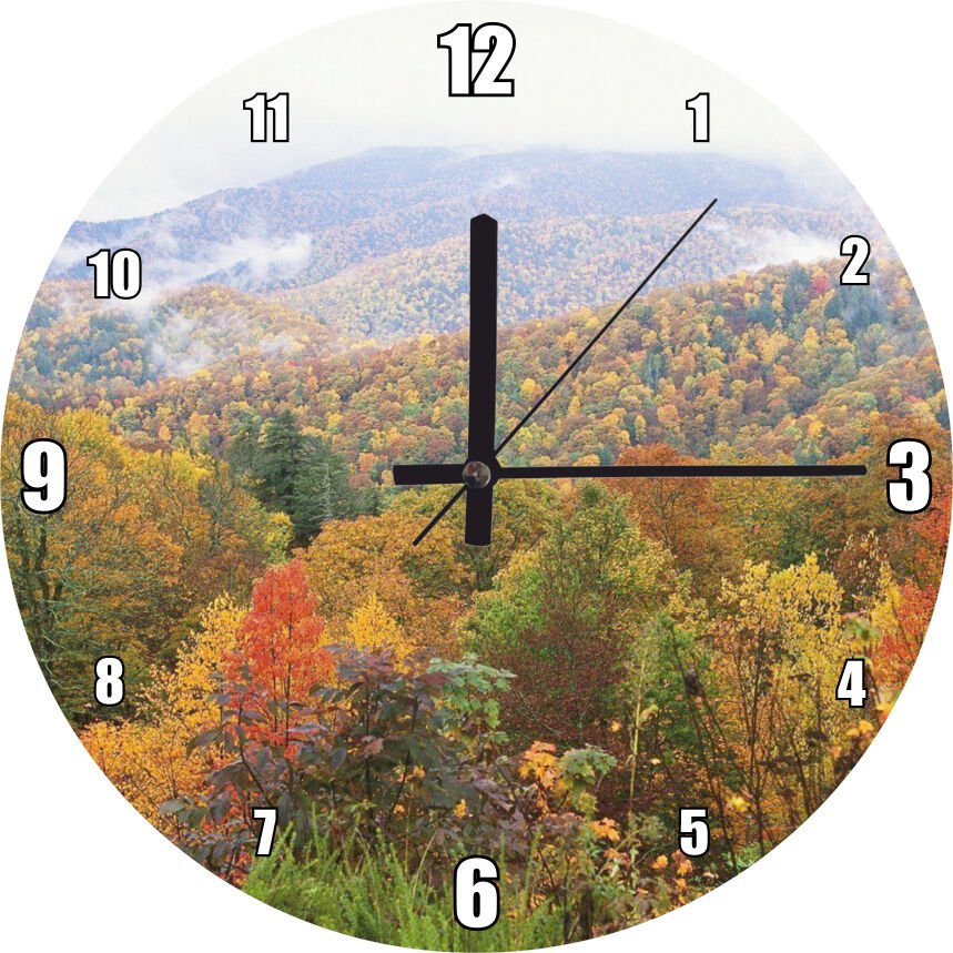 Appalachian Dağlarında Sonbahar Renkleri Mdf Ahşap Duvar Saati 50 cm Çap