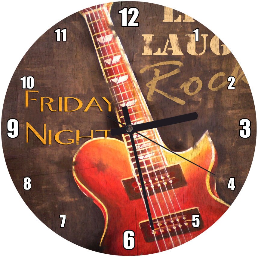 Gitar Söyleşi İlanı Afişi  Mdf Ahşap Duvar Saati