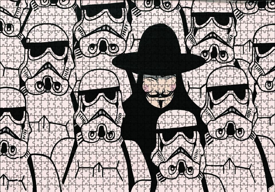 V for Vendetta Star Wars Puzzle Yapboz MDF Ahşap 1000 Parça 49 cm X 68 cm