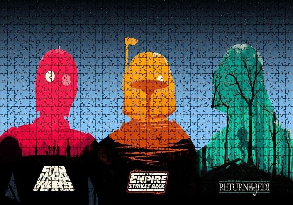 Star Wars Orijinal Üçlemesi Puzzle Yapboz MDF Ahşap 1000 Parça 49 cm X 68 cm
