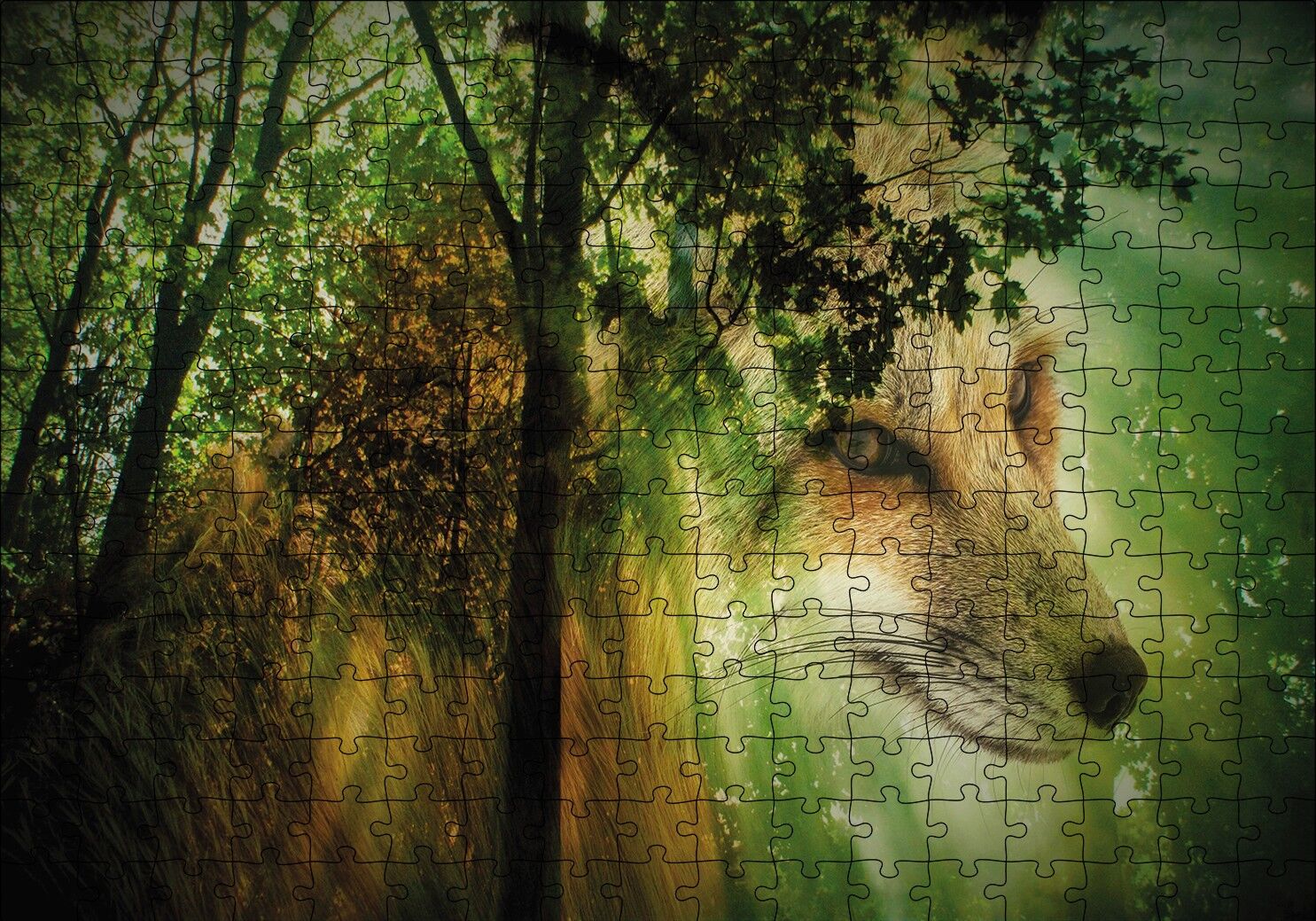 Orman Tilki Figürü Puzzle Yapboz MDF Ahşap 255 Parça 34 cm X 49 cm