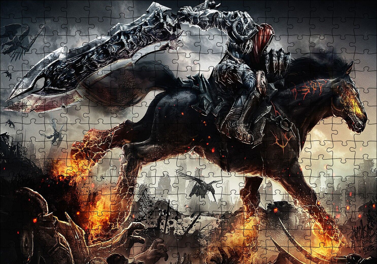 Yüzüklerin Efendisi Nazgul ve Alevler Puzzle Yapboz MDF Ahşap 255 Parça 34 cm X 49 cm