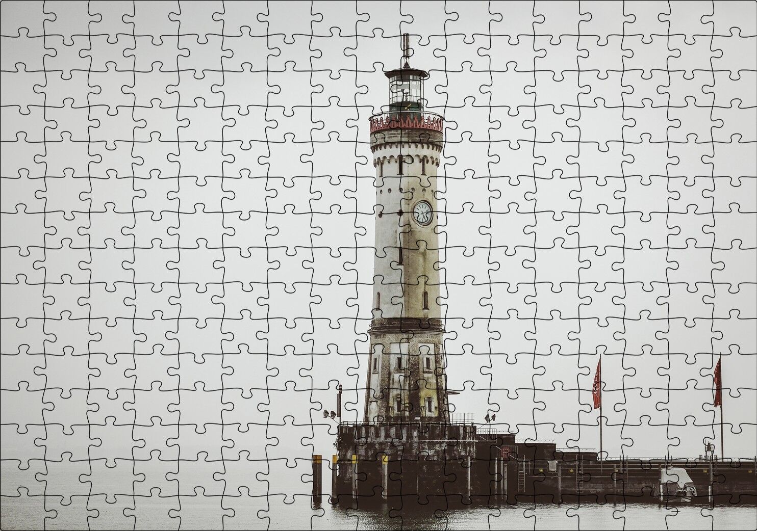 Deniz Feneri ve Sisli Deniz Puzzle Yapboz MDF Ahşap 255 Parça 34 cm X 49 cm