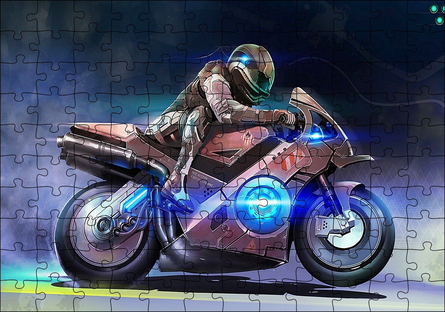 Parıltılı Motosiklet Eskizi Görseli Puzzle Yapboz MDF Ahşap