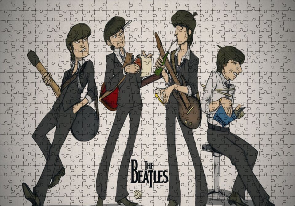 The Beatles Karikatürize Çizim Puzzle Yapboz MDF Ahşap 500 Parça 49 cm X 68 cm
