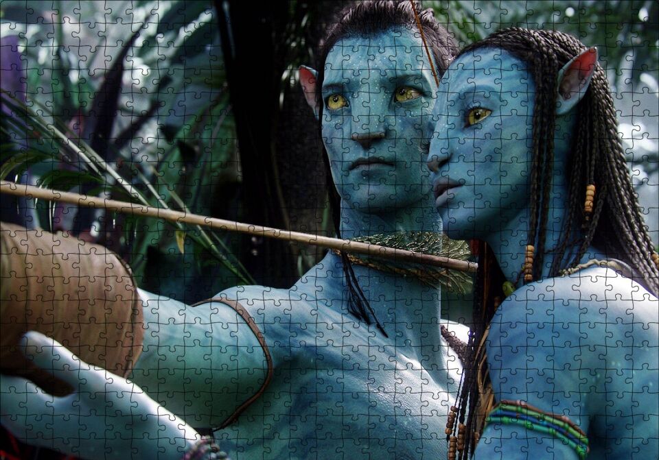 Avatar 2 Jake ve Neytiri Görseli Puzzle Yapboz MDF Ahşap 500 Parça 49 cm X 68 cm