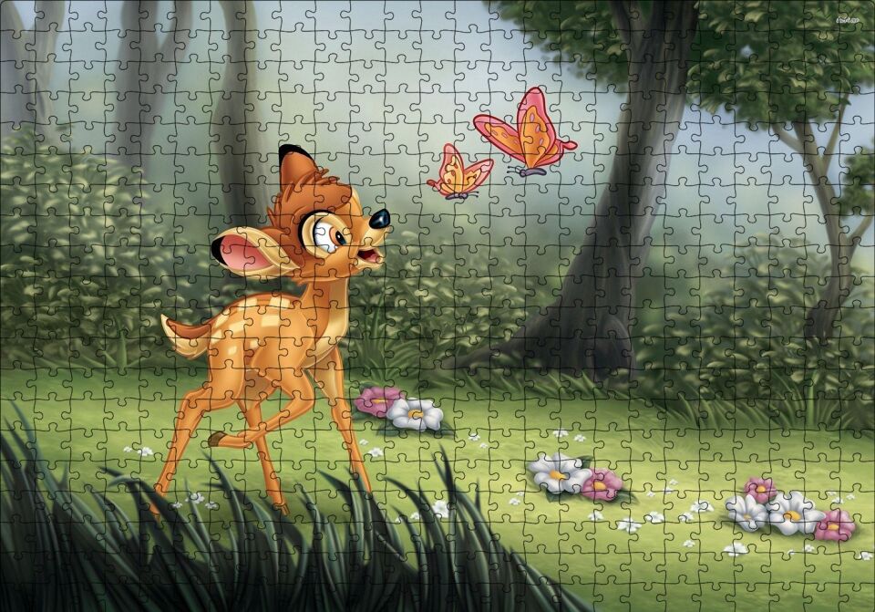 Bambi ve Kelebekler Puzzle Yapboz MDF Ahşap 500 Parça 49 cm X 68 cm