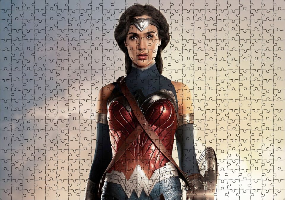 Wonder Woman Portre Bulutlar Arka Plan Puzzle Yapboz MDF Ahşap 500 Parça 49 cm X 68 cm