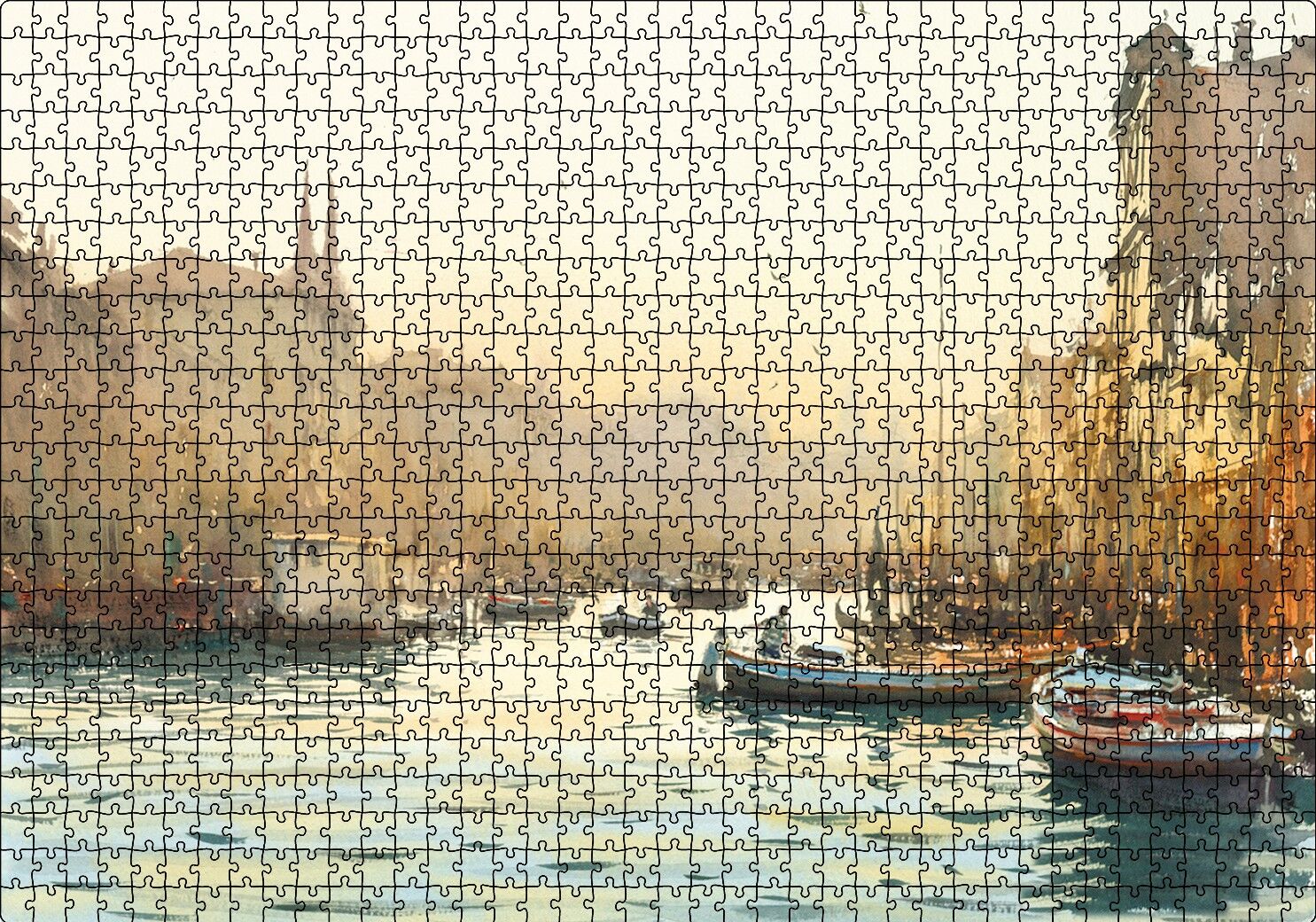 Tekne Şehir Manzara Puzzle Yapboz MDF Ahşap 1000 Parça 49 cm X 68 cm