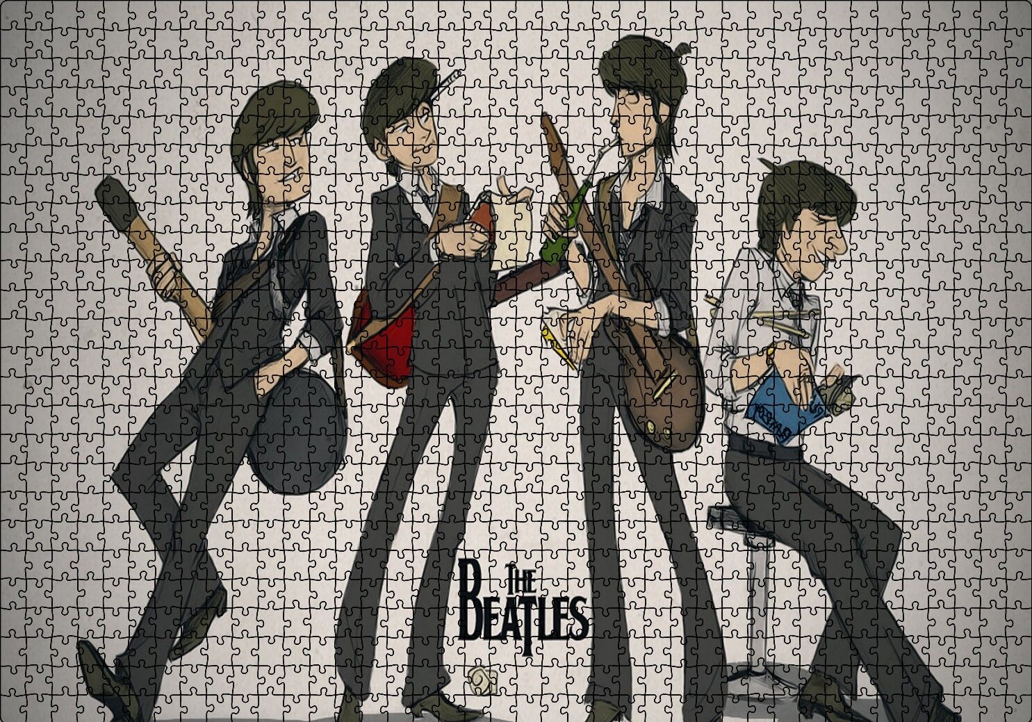 The Beatles Karikatürize Çizim Puzzle Yapboz MDF Ahşap 1000 Parça 49 cm X 68 cm