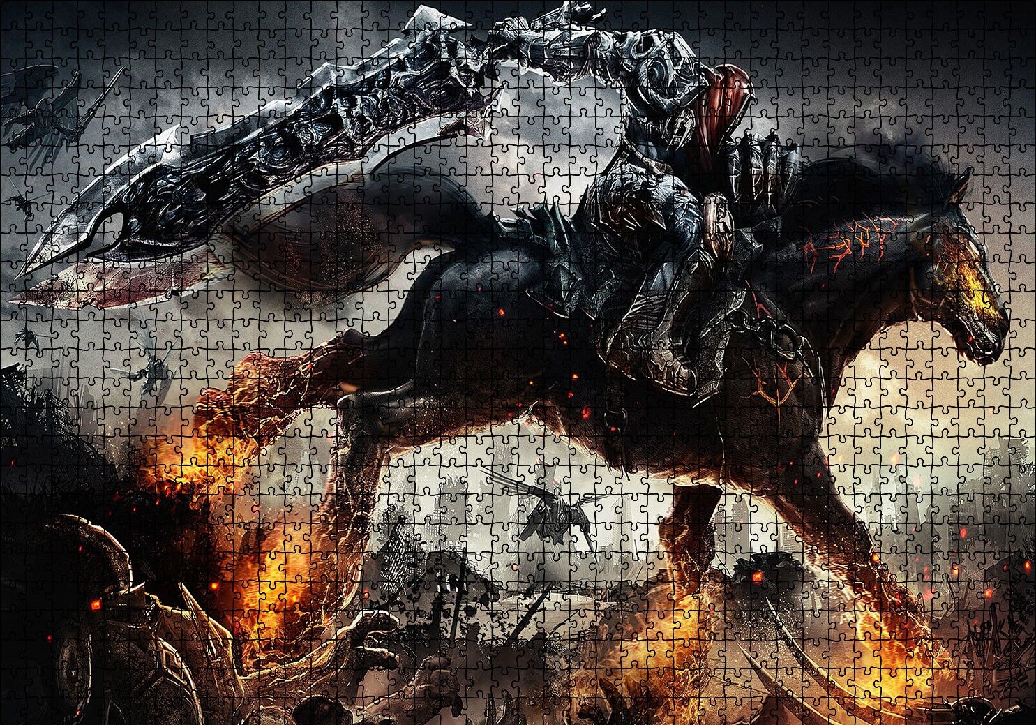 Yüzüklerin Efendisi Nazgul ve Alevler Puzzle Yapboz MDF Ahşap 1000 Parça 49 cm X 68 cm