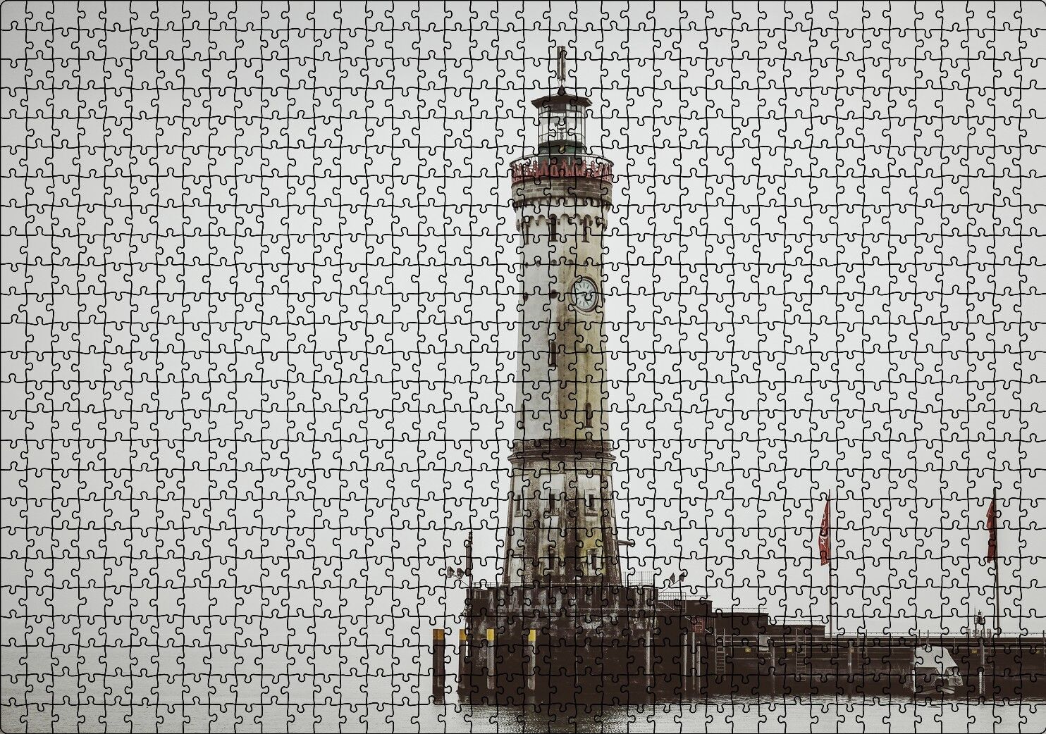 Deniz Feneri ve Sisli Deniz Puzzle Yapboz MDF Ahşap 1000 Parça 49 cm X 68 cm