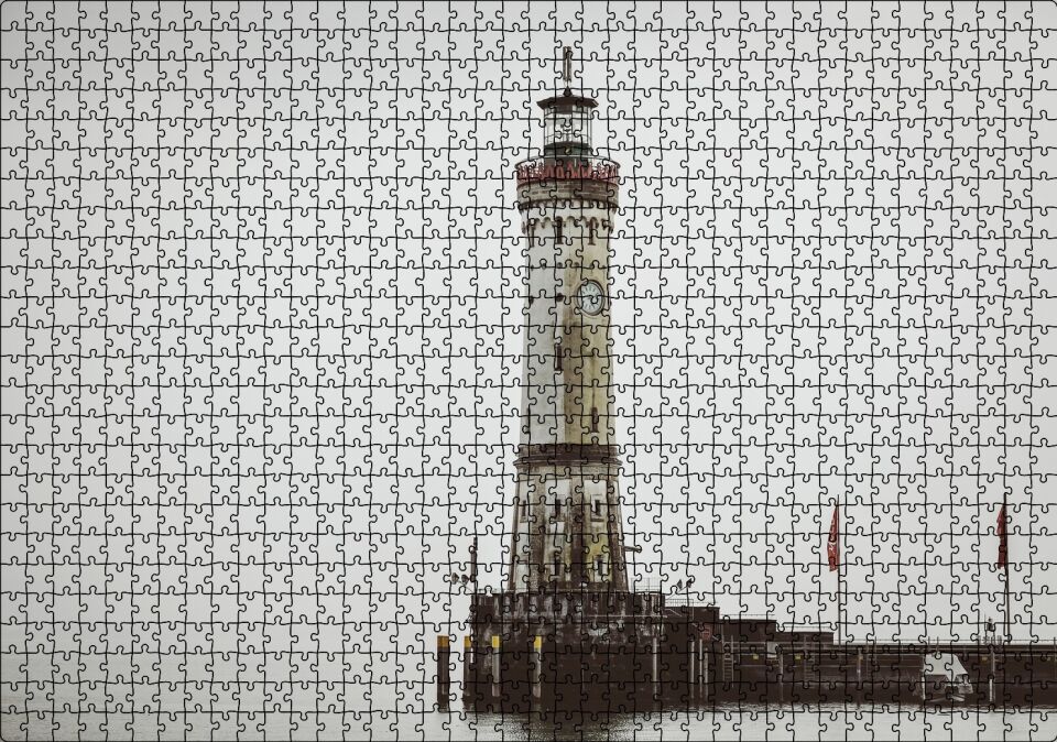 Deniz Feneri ve Sisli Deniz Puzzle Yapboz MDF Ahşap 1000 Parça 49 cm X 68 cm