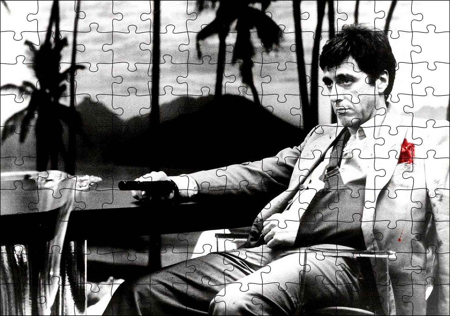 Al Pacino Tony Montana Yaralı Yüz Puzzle Yapboz MDF Ahşap 120 Parça 24 cm X 34 cm