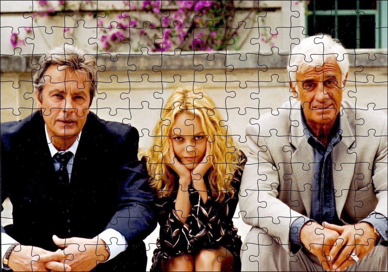 Jean Paul Belmondo Alain Delon ve Vanessa Paradis Puzzle Yapboz MDF Ahşap 120 Parça 24 cm X 34 cm