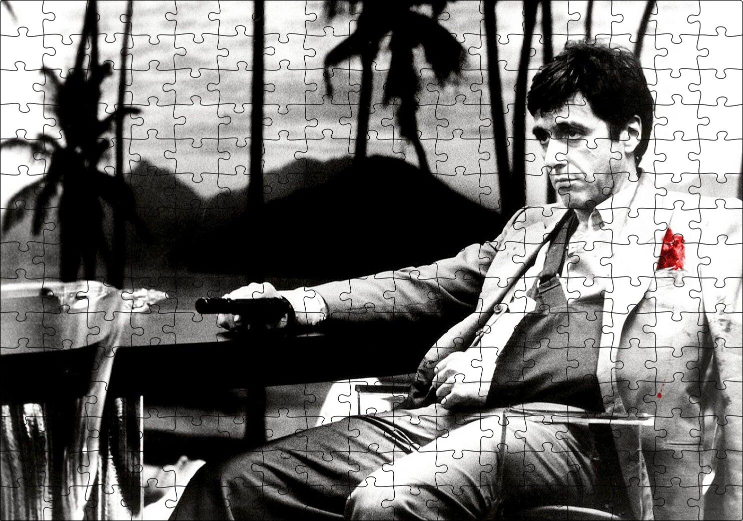Al Pacino Tony Montana Yaralı Yüz Puzzle Yapboz MDF Ahşap 255 Parça 34 cm X 49 cm