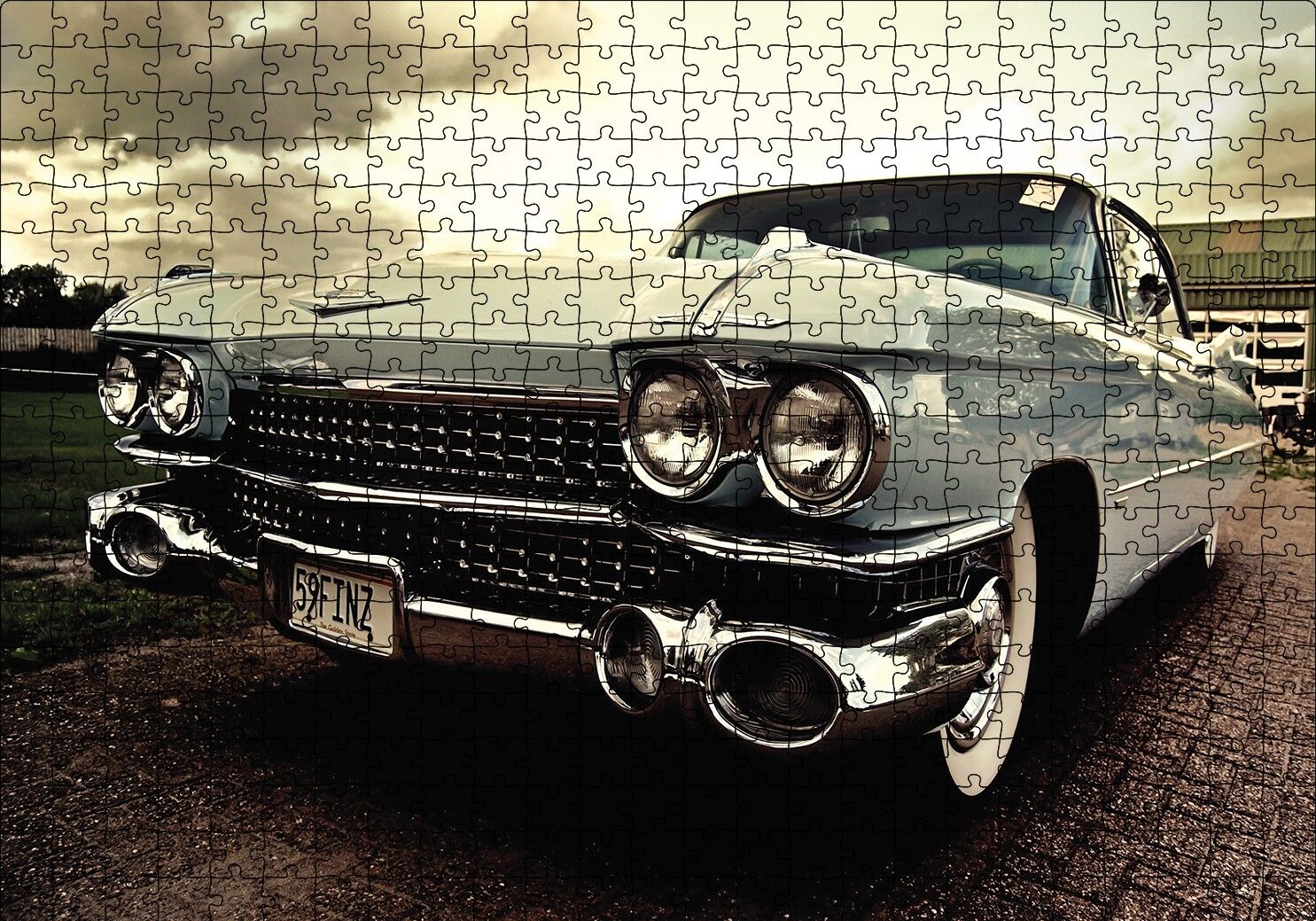 Vintage Araba Puzzle Yapboz MDF Ahşap 500 Parça 49 cm X 68 cm