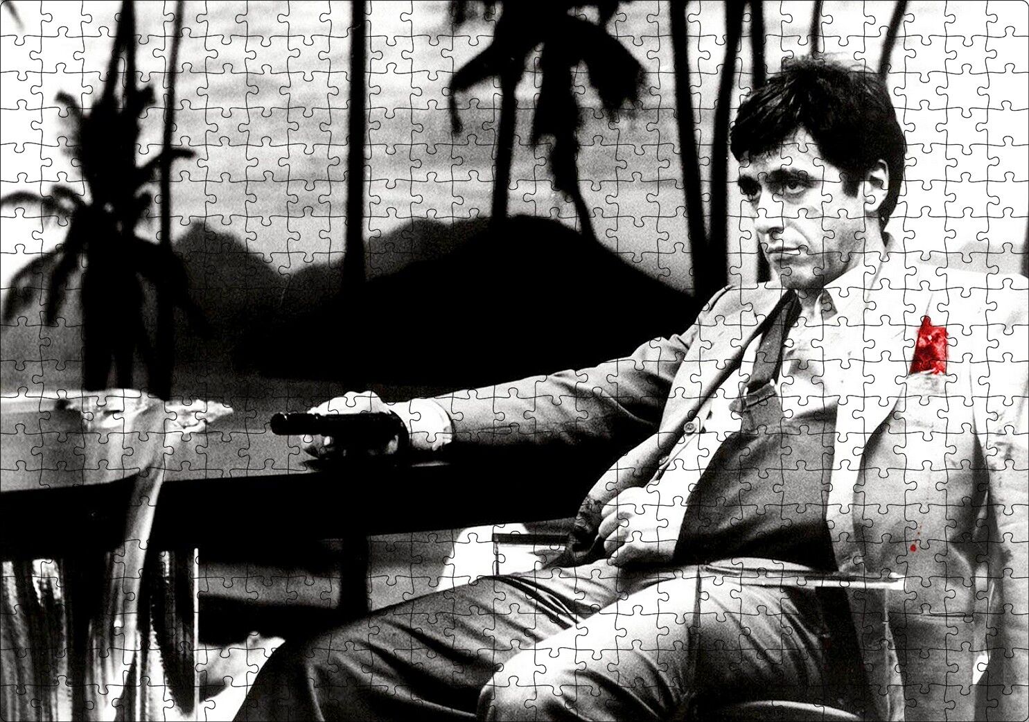 Al Pacino Tony Montana Yaralı Yüz Puzzle Yapboz MDF Ahşap 500 Parça 49 cm X 68 cm
