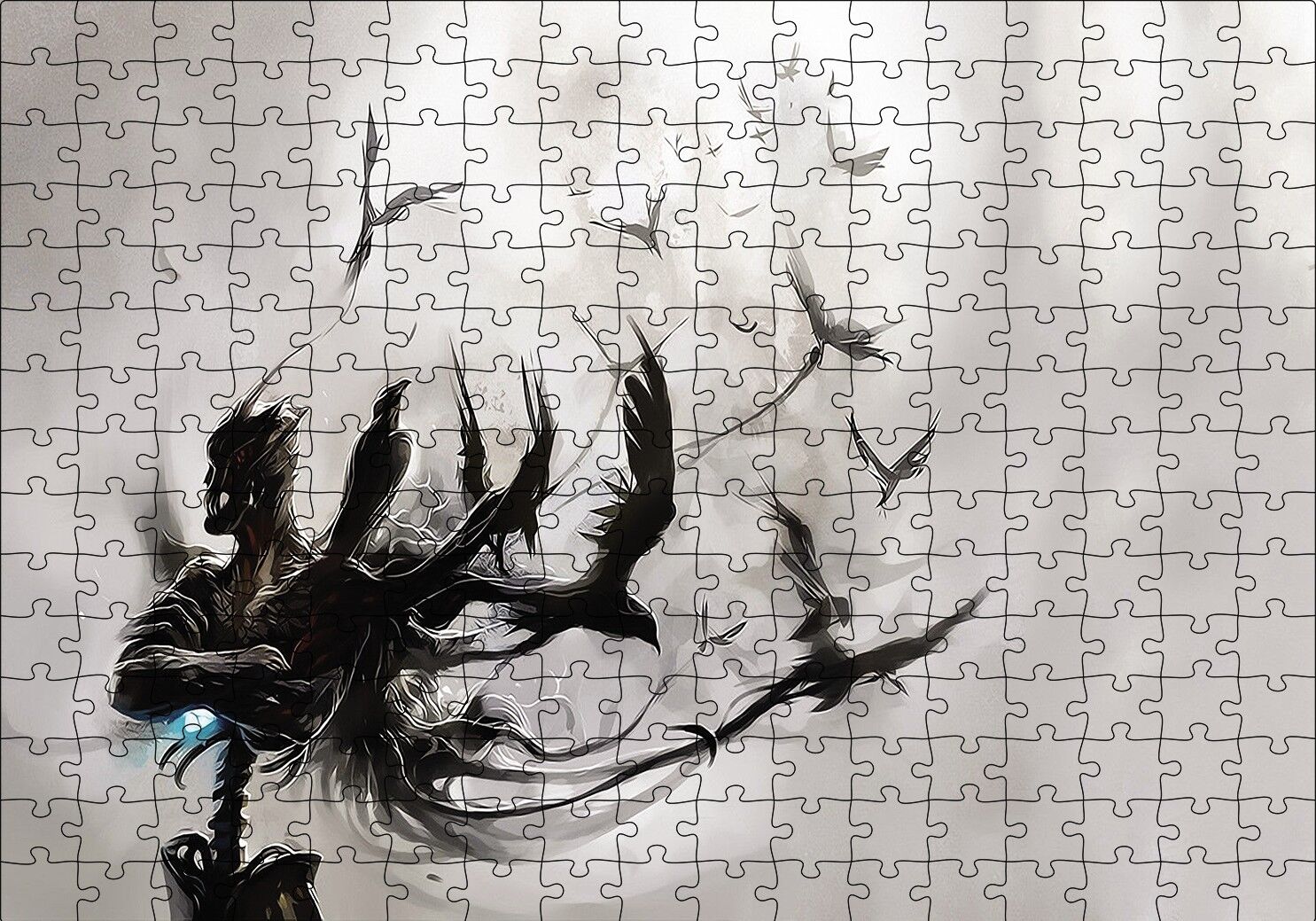 İskeletten Ayrılan Kuşları Puzzle Yapboz MDF Ahşap 255 Parça 34 cm X 49 cm