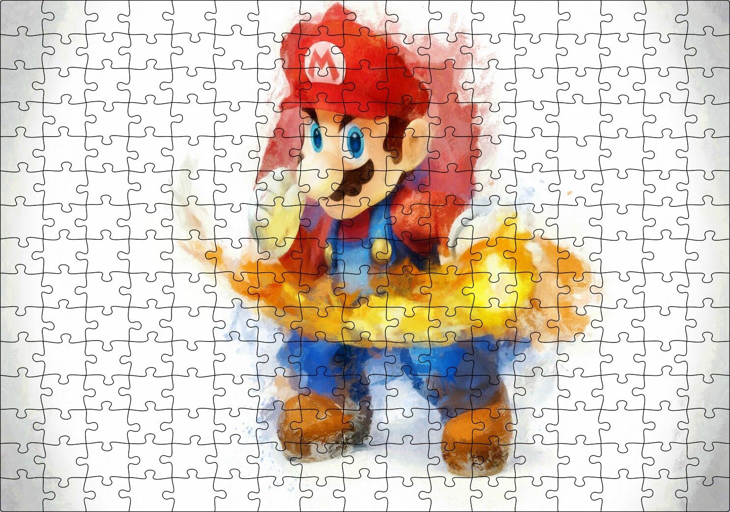 Super Mario Çizim Puzzle Yapboz MDF Ahşap 255 Parça 34 cm X 49 cm