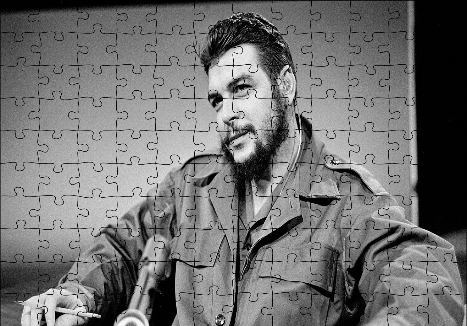 Chegovara Siyah Beyaz Puzzle Yapboz MDF Ahşap